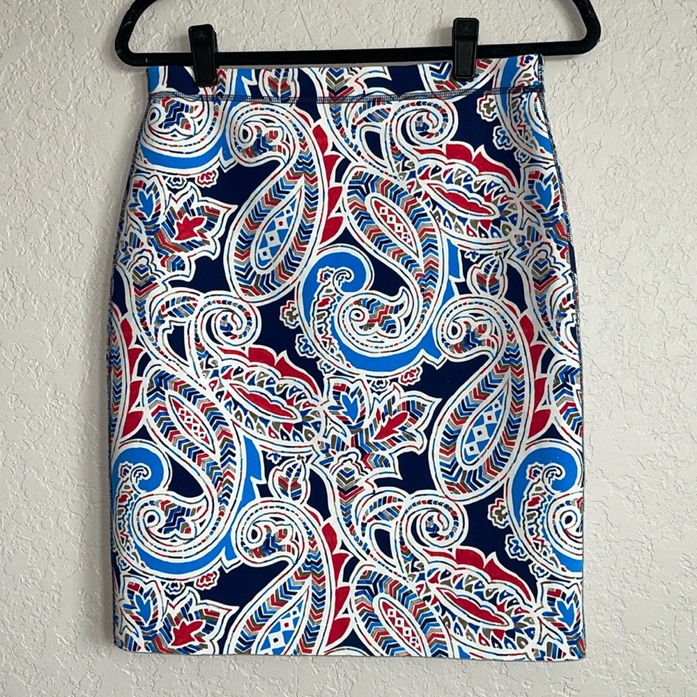 J. McLaughlin Folklore Lane skirt. Reversible Paisley/geometric Skirt